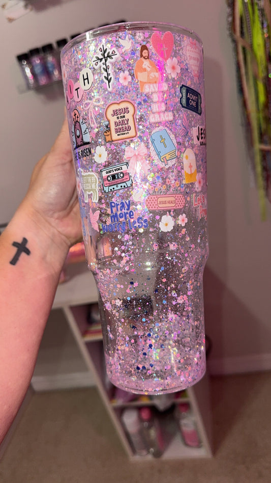 40oz snowglobe w/handle
